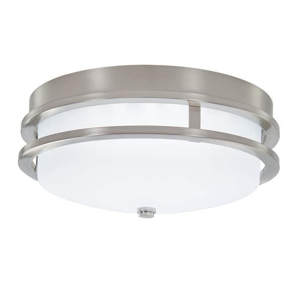 13.75 in. 1-Light Brushed Nickel LED Flush Mount