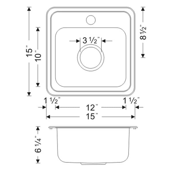 Craftsmen Series Drop-In Stainless Steel 15 in. Single Bowl Kitchen Sink