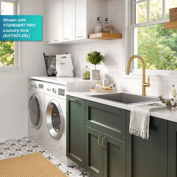 Oletto Single-Handle Pull-Down Sprayer Kitchen Faucet in Brushed Brass