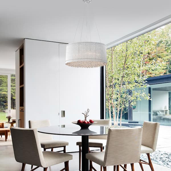 Pamina 22 in. 5-Light Chrome Glam Drum Shade Chandelier