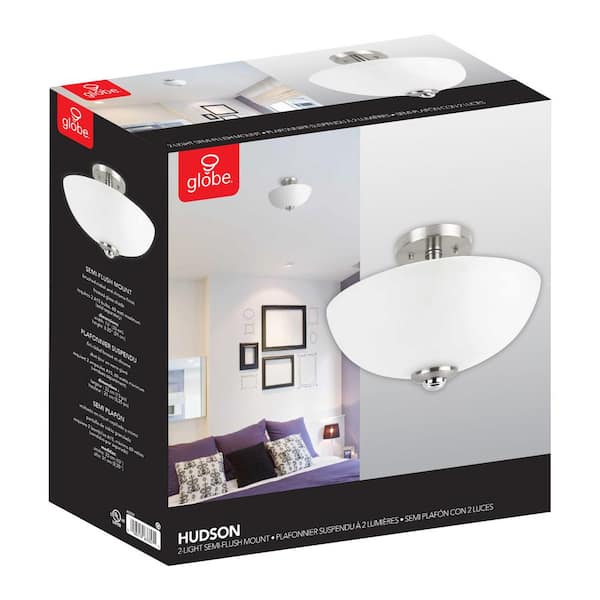 Hudson 2-Light Brushed Nickel with Chrome Accents Semi-Flush Mount Ceiling Light