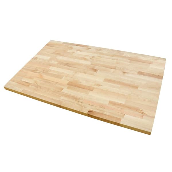 4 ft. L x 30 in. D Unfinished Birch Solid Wood Butcher Block Desktop Countertop With Eased Edge