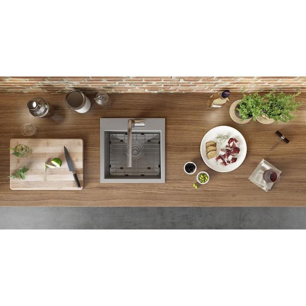 Tirana 16 Gauge Stainless Steel 15 in. x 15 in. 1-Hole Drop-in Bar Sink