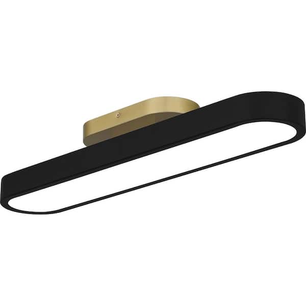 Vanderhoven 27.5 in. 33-Watt Matte Black and Gold Integrated LED Flush Mount