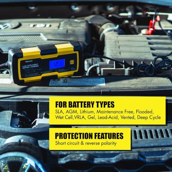 6-Volt and 12Volt 4.0 Amp Intelligent Battery Charger, Battery Maintainer