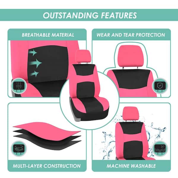 Light and Breezy Fabric 21 in. x 21 in. x 2 in. Full Set Seat Covers with Steering Wheel Cover and 4-Seat Belt Pads