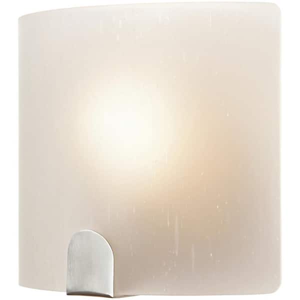 Obsidian 1-Light Brushed Nickel Sconce with Frosted Glass Shade