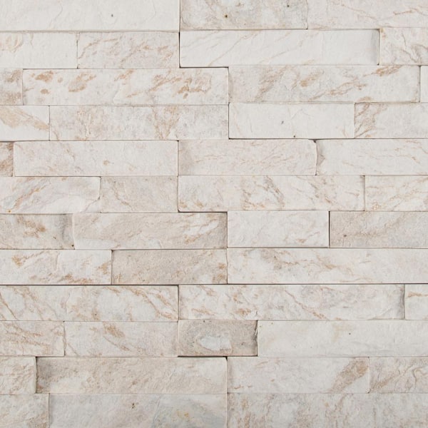 Royal White Splitface Ledger Panel 6 in. x 24 in. Natural Quartzite Wall Tile (6 sq. ft. / Case)