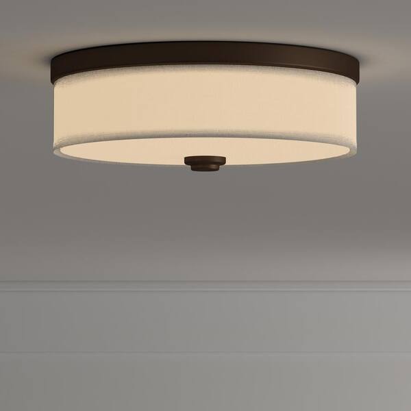 10 in. Weaver Collection 1-Light Antique Bronze Integrated LED Flush Mount