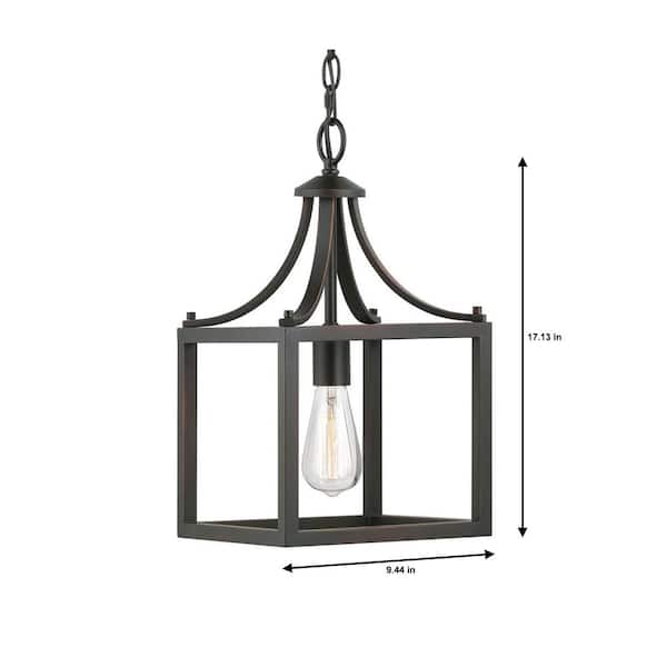 Boswell Quarter 9-1/2 in. 1-Light Distressed Black Farmhouse Mini-Pendant Kitchen Light
