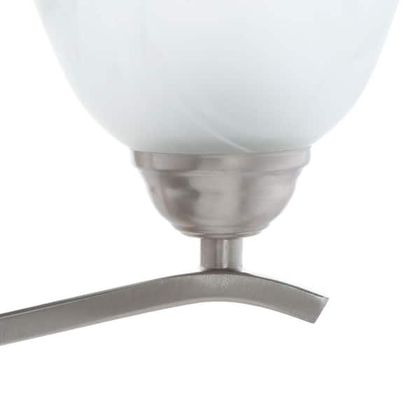 Andenne 26.3 in. 3-Light Transitional Brushed Nickel Bathroom Vanity Light Fixture with Marbleized Glass Shades