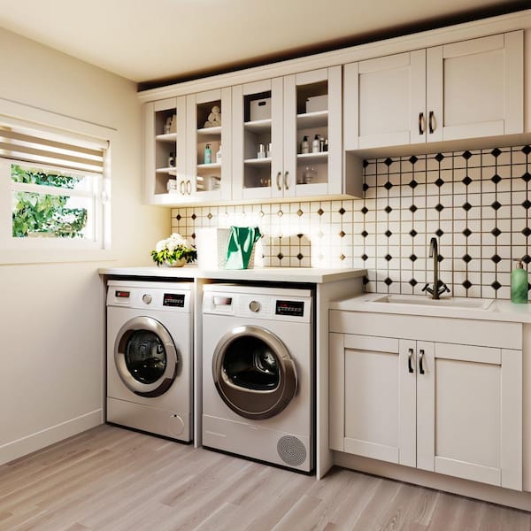 Mancos Glacier White Shaker Assembled Wall Kitchen Bridge Cabinet (36 in. W X 10 in. H X 14 in. D)