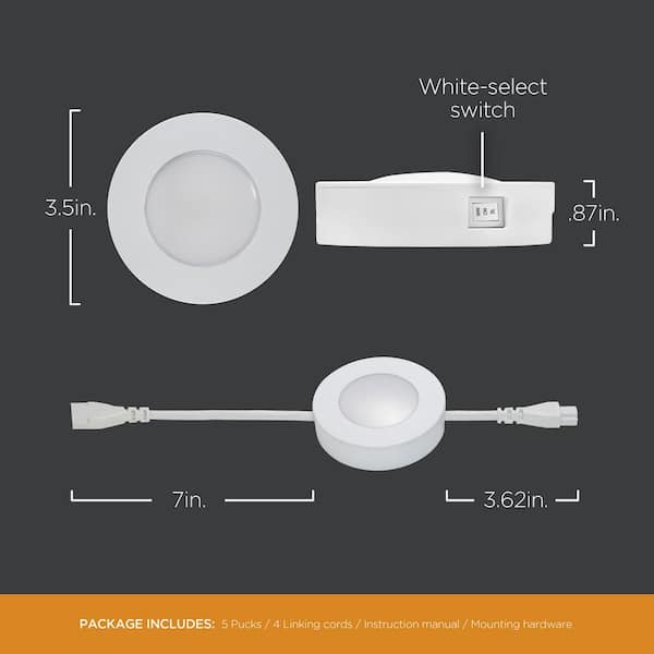 ProLink Plug-in LED Under Cabinet Puck Lights (5-Pack)