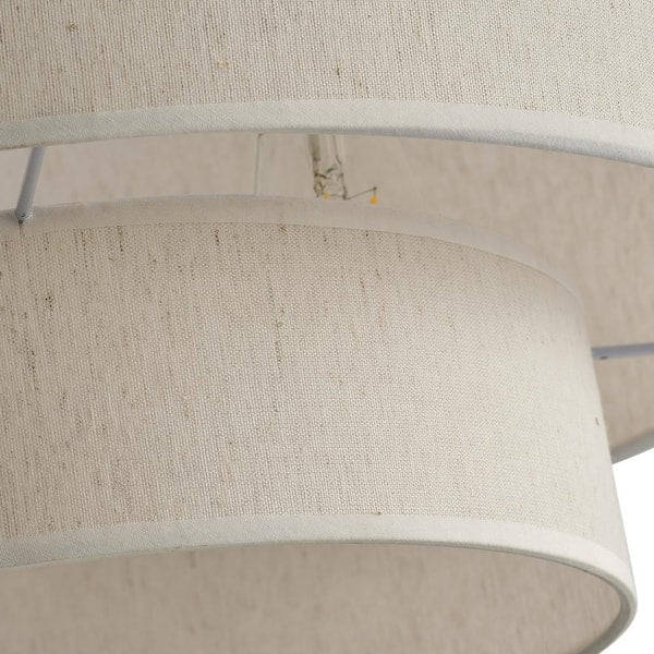 Modern 20 in. 3-Light Drum Chandelier Hanging Lamp Fixture with 2-Tier Linen Fabrics Lampshade