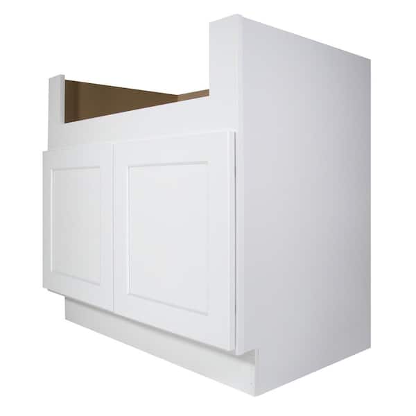 White Painted Shaker Style Ready to Assemble Farm Sink Base 36 in. W x 34-1/2 in. H x 24 in. D