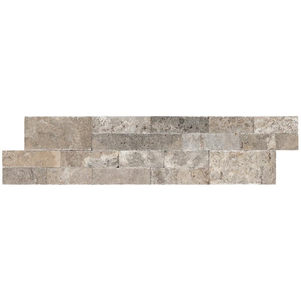 Trevi Gray Ledger Panel 6 in. x 24 in. Natural Travertine Wall Tile (6 sq. ft./Case)