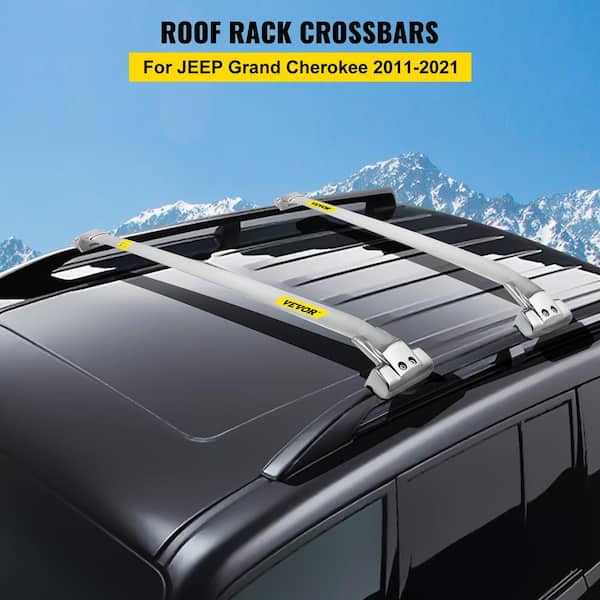 Roof Rack Rail Compatible with Jeep Grand Cherokee 2011- 2021 Cross Bar Silver Set Carrier Cross Bar Stainless Steel