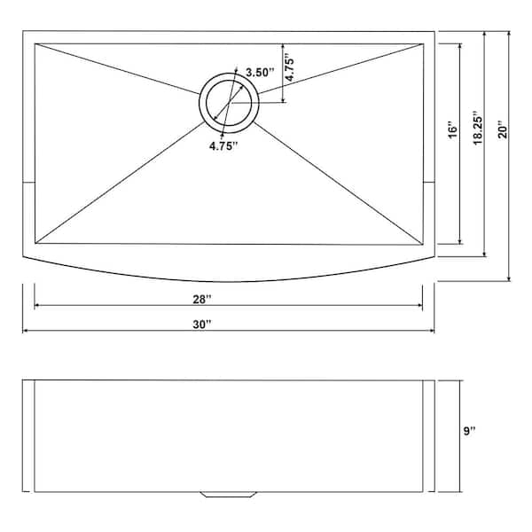 Handcrafted All-in-One Farmhouse Apron Front Stainless Steel 30 in. x 20 in. x 9 in. Single Bowl Kitchen Sink