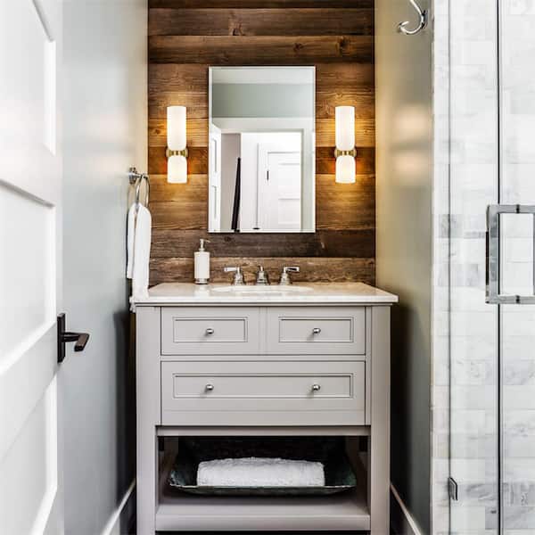 11.8 in. 2 Light Brass Modern Wall Sconce with Standard Shade