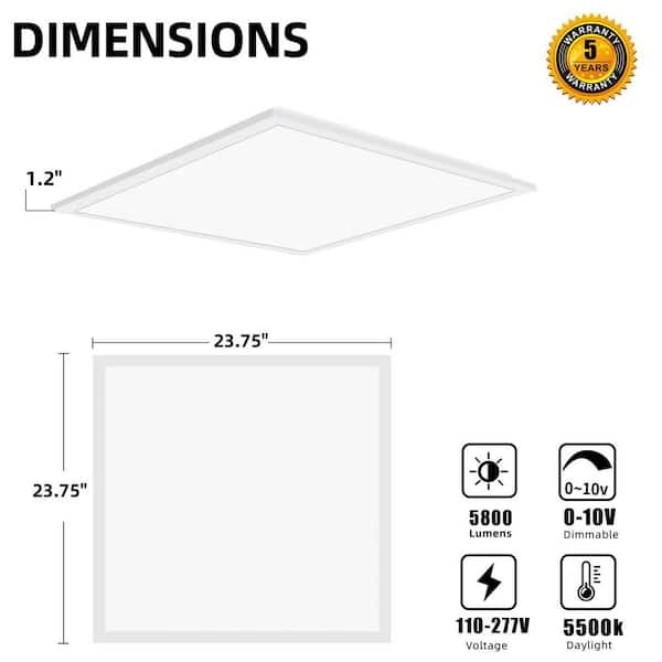 2 ft. x 2 ft. Integrated LED Panel Light, Commercial Lighting 5800 Lumens 5000K White (2-Pieces)