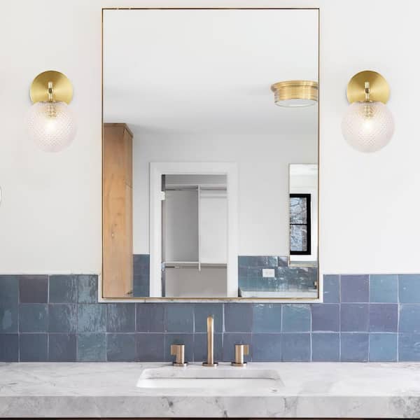 Walsh 1-Light Brass Wall Sconce Light with Prismatic Glass Shade