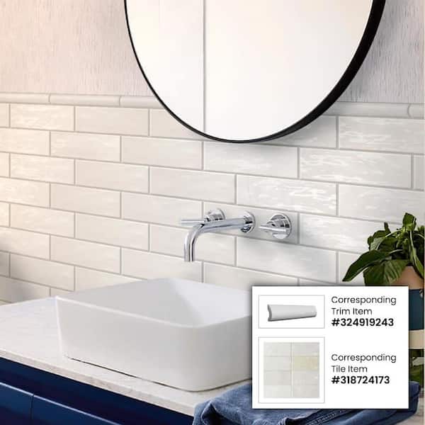 White 2.58 in. x 8 in. Polished Ceramic Subway Wall Tile (5.38 sq. ft./Case)