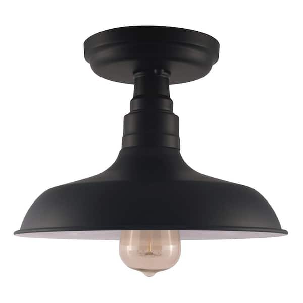 Kimball 11 in. 1-Light Matte Black Ceiling Light Semi-Flush Mount