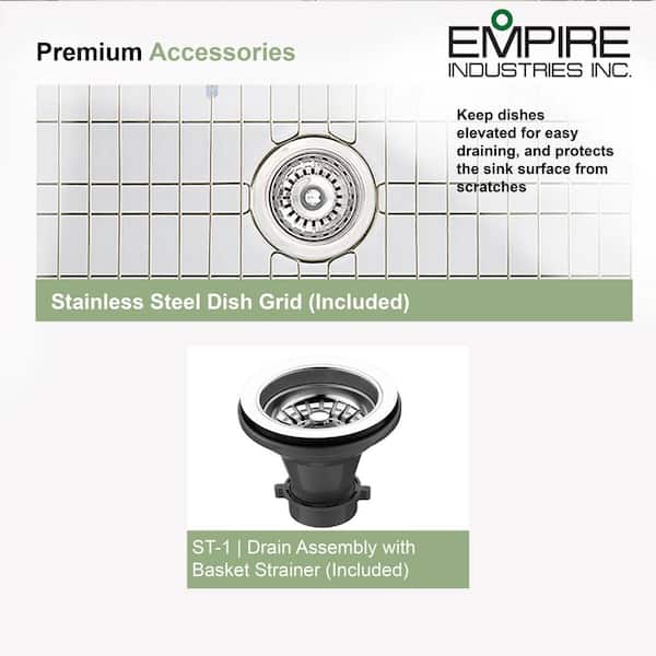 Olde London Farmhouse Fireclay 27 in. Single Bowl Kitchen Sink with Grid with Grid and Strainer