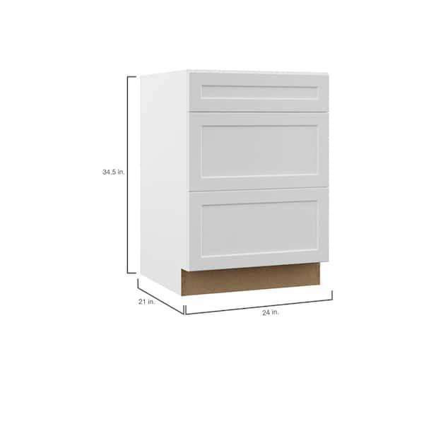 Designer Series Melvern Assembled 24x34.5x21 in. Bathroom Vanity Drawer Base Cabinet in White