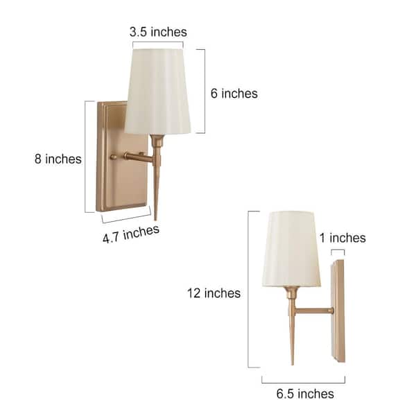 Modern Classic 1-Light Gold Wall Sconce Powder Room Bathroom Vanity Light with Bell Fabric Shade