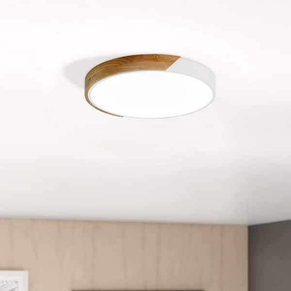 15.7 in. 1-Light White Circle LED Flush Mount Light Fixture Modern Simply Ceiling Lamp