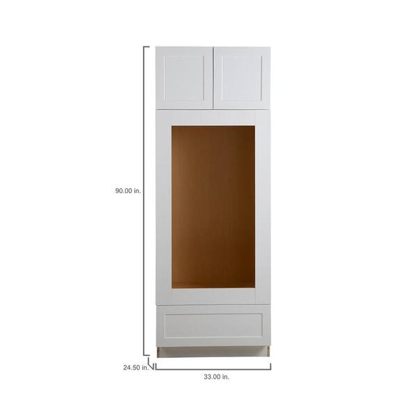Cambridge White Shaker Stock Ready-to-Assemble Double Oven Kitchen Cabinet (33 in. W x 24.5 in. D x 90 in. H)