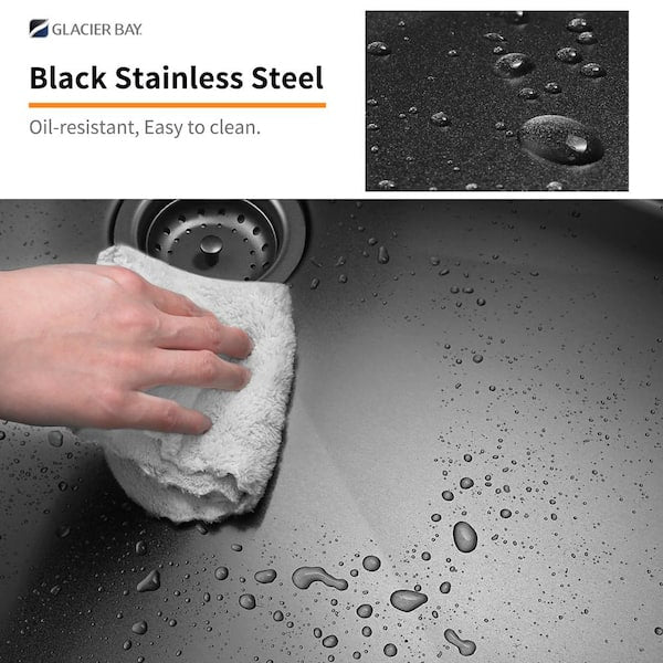 Gunmetal Black Stainless Steel 33 in. 18 Gauge Single Bowl Drop-in Kitchen Sink