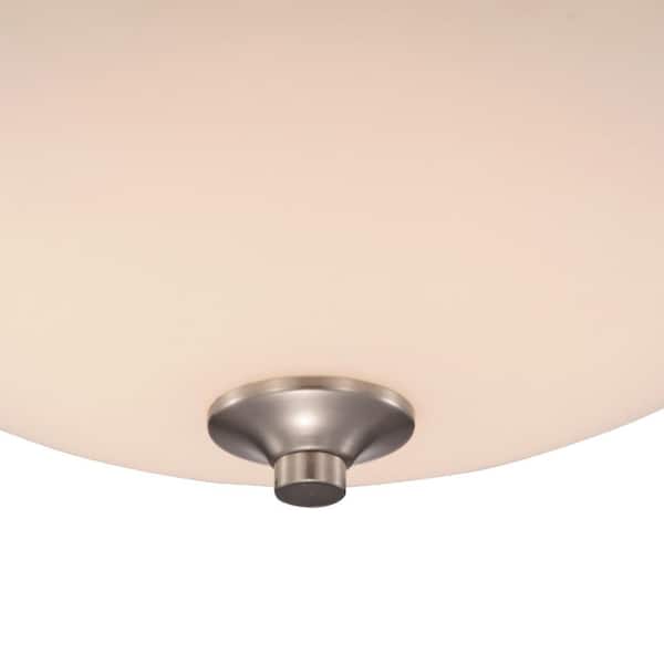 15 in. Brushed Nickel Integrated LED Flush Mount Ceiling Light Fixture with Frosted Glass Shade