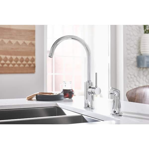 Sombra Single-Handle Standard Kitchen Faucet with Side Sprayer in Chrome
