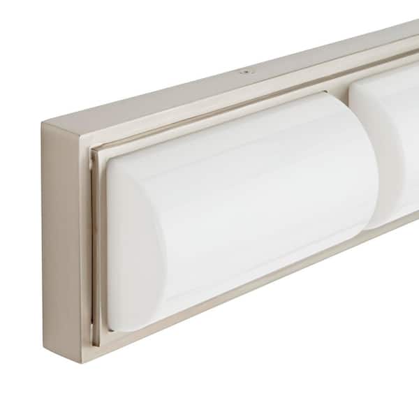 Bingham 24.02 in. 1-Light Brushed Nickel Integrated LED Bathroom Vanity Light Bar with Frosted Acrylic Shade