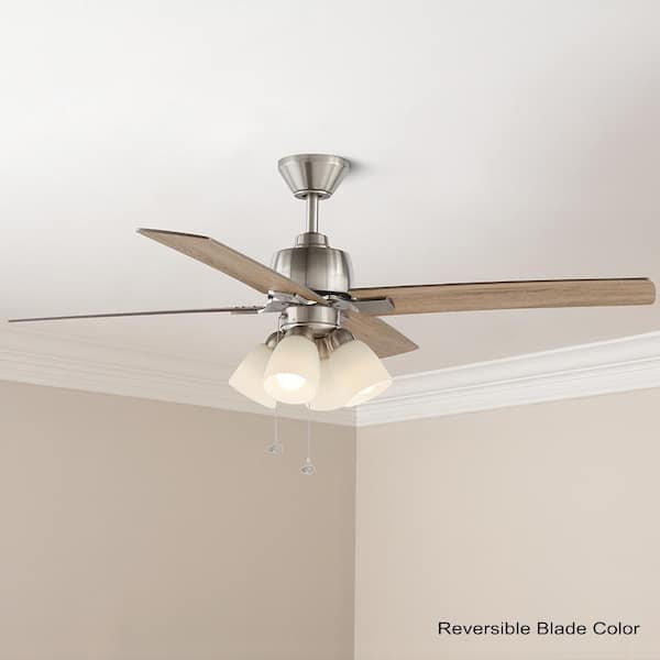 Malone 54 in. LED Brushed Nickel Ceiling Fan with Light Kit