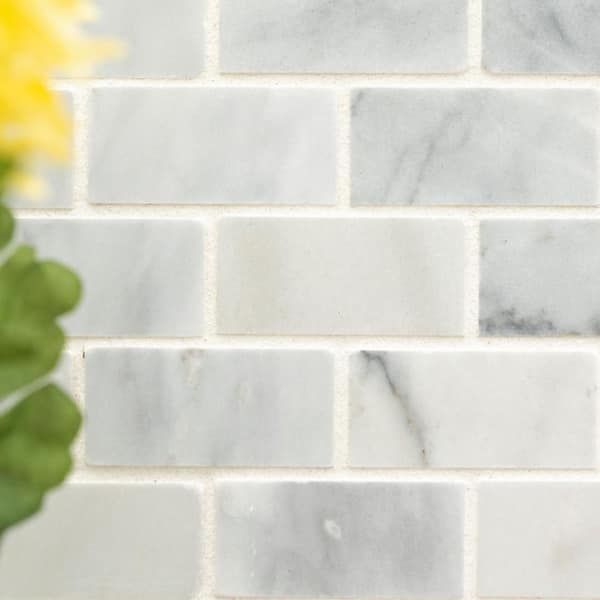 Carrara Classique Brick 11.81 in. x 11.81 in. Honed Marble Wall Tile (0.97 sq. ft./Each)