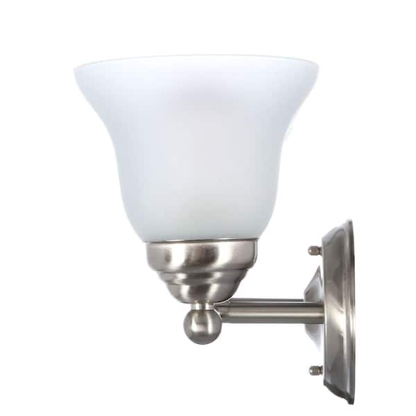 Ashhurst 3-Light Brushed Nickel Classic Traditional Bathroom Vanity Light with Frosted Glass Shades
