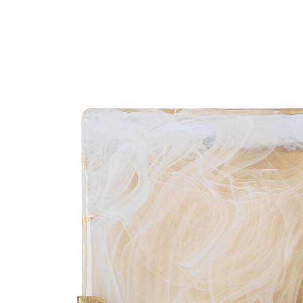 1-Light Modern Antique Gold Leaf Wall Sconce, Cloud-Like Glass Bedroom Wall Light, Mid-Century Modern Light Fixture
