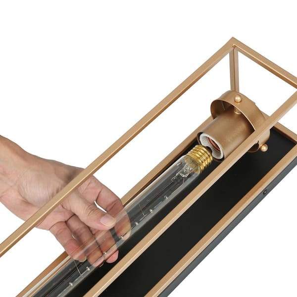 1-Light Dark Gold Modern Wall Sconce, Frosted Glass Black Wall Light, Farmhouse Tube-Shaped Bathroom Vanity Light