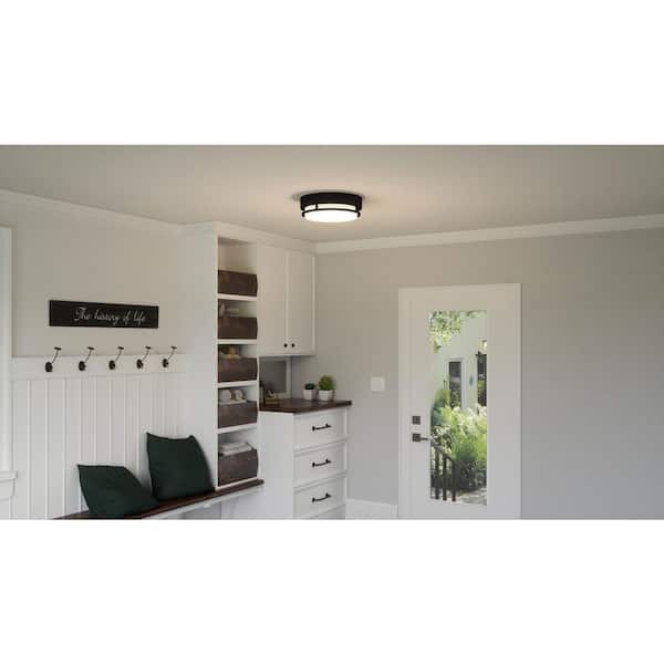 Hale 12 in. 1-Light Earth Black LED Flush Mount
