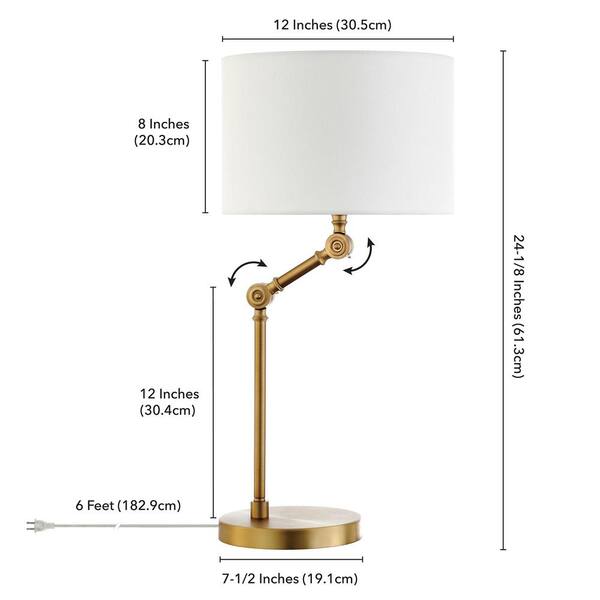 Lucas 24 in. Brushed Brass Adjustable Table Lamp