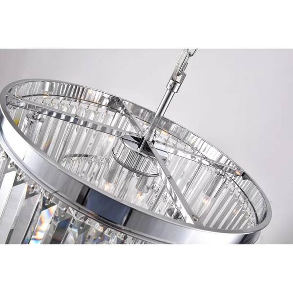 Annapolis 7-Light Chrome/Clear Unique Tiered Chandelier with Crystal Accents
