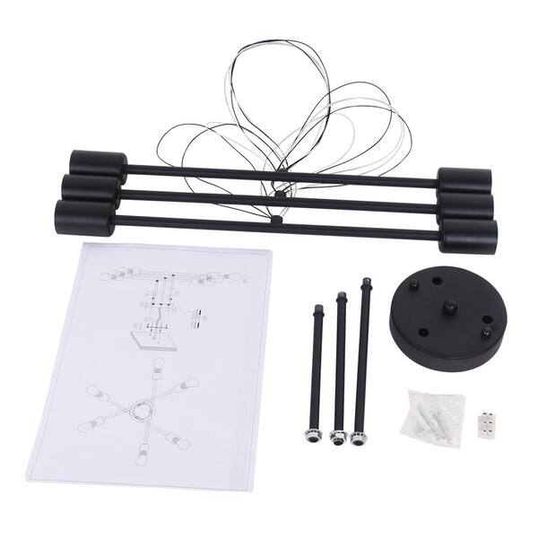 Highlandville 23.62 in. 6-Light Black Sputnik Semi-Flush Mount