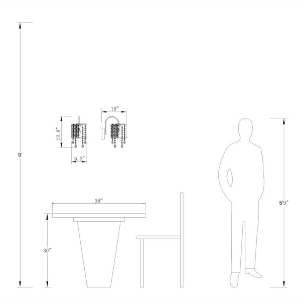 Indianapolis 1-Light Dimmable Black Armed Sconce with Crystal Accents (Set of 2)