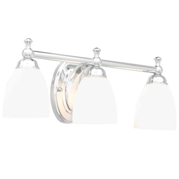 Solomone 22 in. 3-Light Polished Chrome Bathroom Vanity Light Fixture with Opal Glass Shades