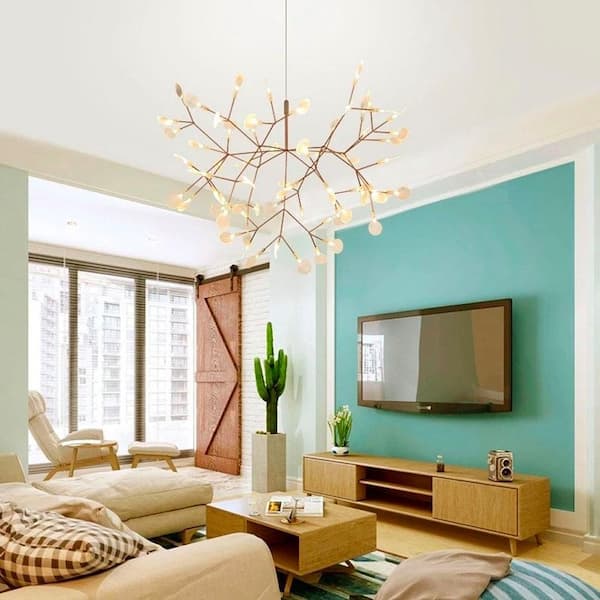 Postmodern 15-Watt 45-Light Integrated LED Rose Gold Unique Modern Linear Chandelier