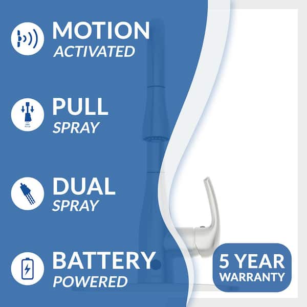 Motion Activated Single-Handle Pull-Down Sprayer Kitchen Faucet in Brushed Nickel