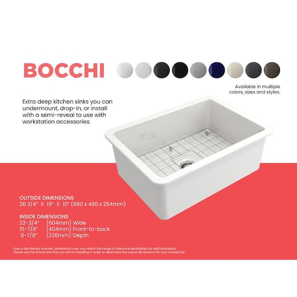 Sotto Undermount Fireclay 27 in. Single Bowl Kitchen Sink with Bottom Grid and Strainer in White